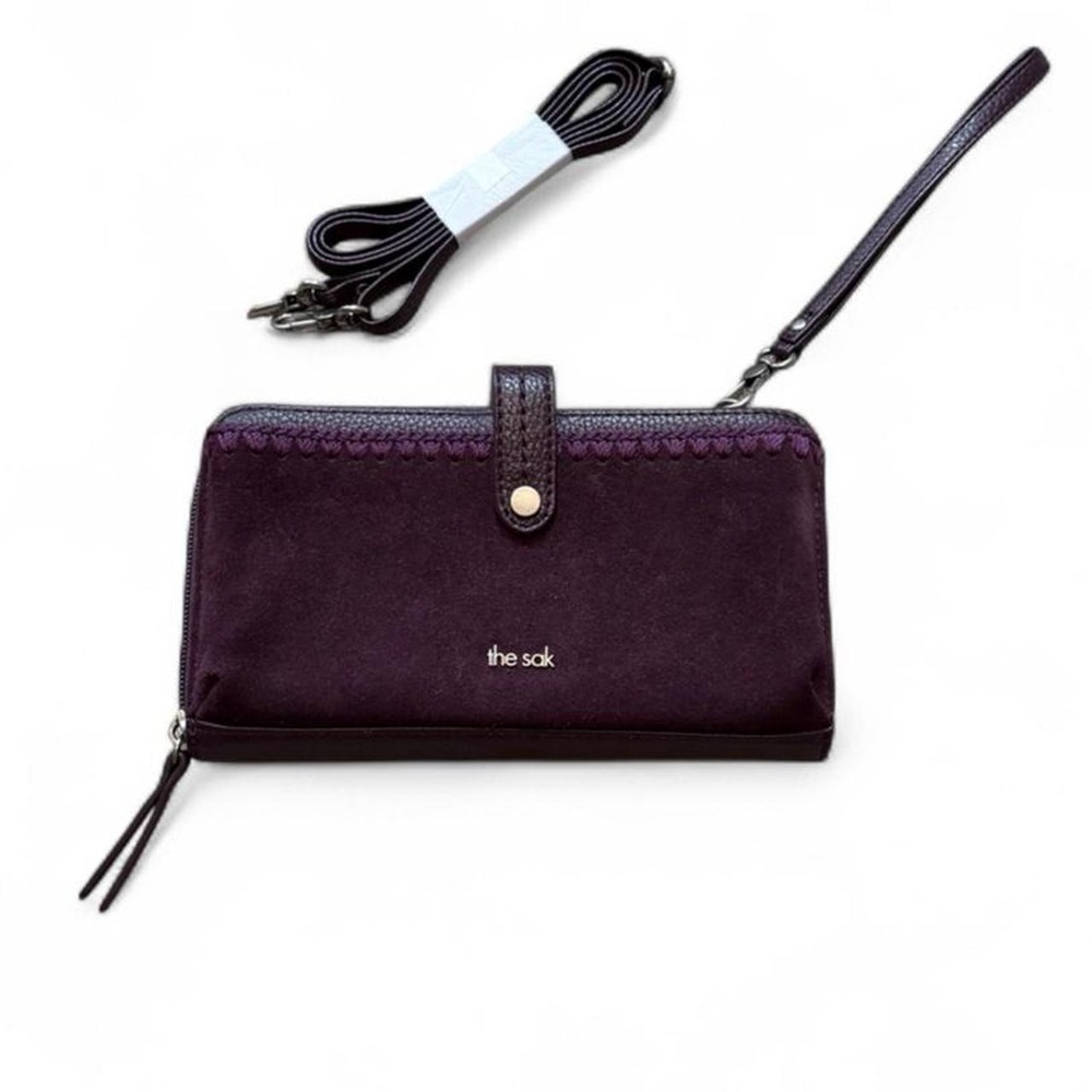 The Sak Iris Dark Purple Suede Smartphone Wallet Crossbody Bag
